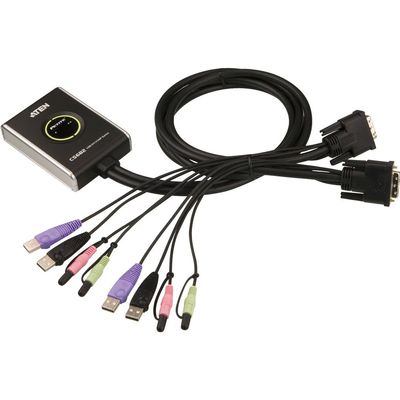 Aten CS682 2-Port Cable KVM Switch, CS682-AT (USB, DVI and Audio with Remote Port Selector)