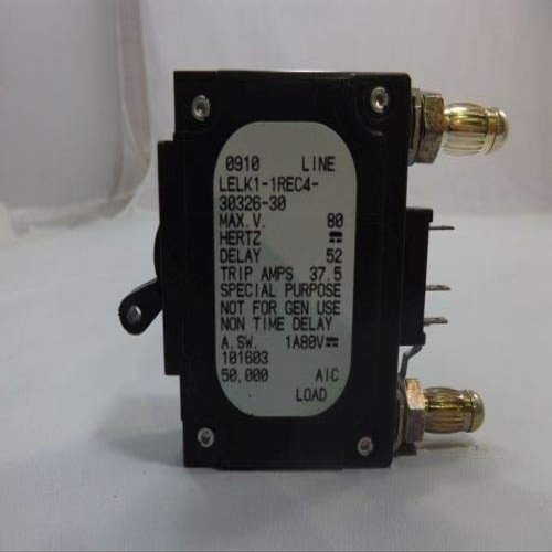 Airpax 101603 / LELK1-1REC4-30326-30 Circuit Breaker 30 Amp Bullet Style Black Handle 3 Pin w/Strap