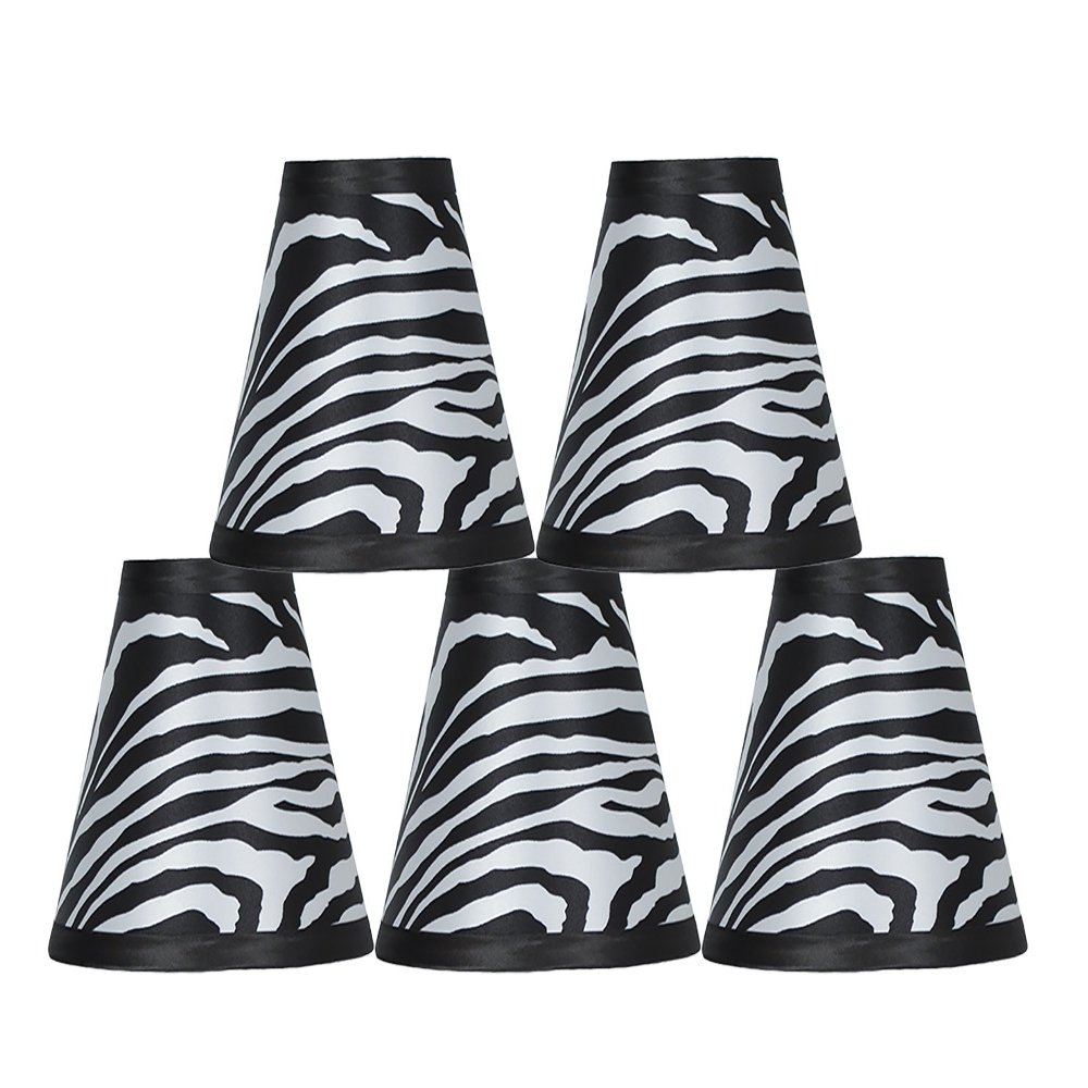 Urbanest Set of 5 Zebra Hardback Chandelier Lamp Shade, 3"x6"x5", Clip-on
