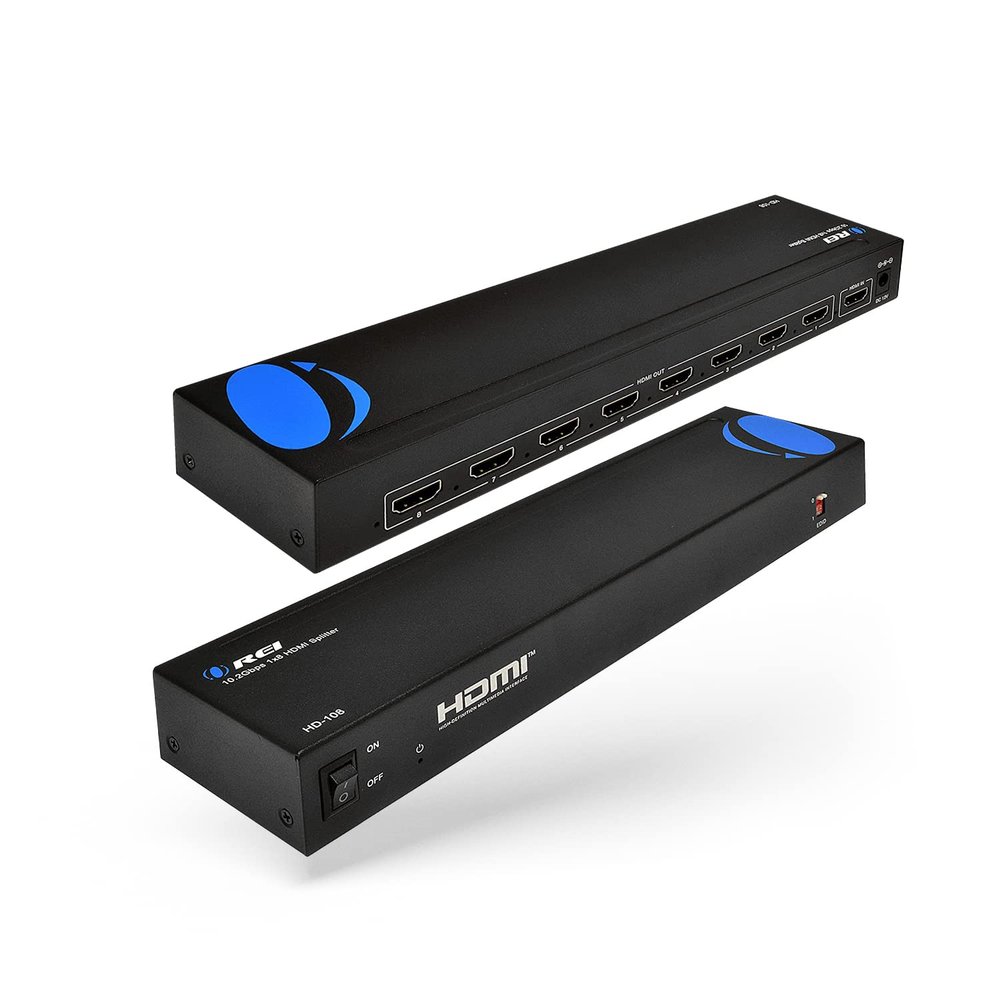 OREI 1080p 1x8 HDMI Splitter, - 1 Port to 8 HDMI Display Duplicate/Mirror - Powered Splitter Ver 1.3 Certified for Full HD 1080P High-Resolution 3D Support (One Input To Eight Outputs)