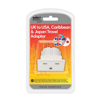 Safe and Sound USA, Caribbean and Japan Travel Adaptor - Single Socket (Full List of Countries Below)