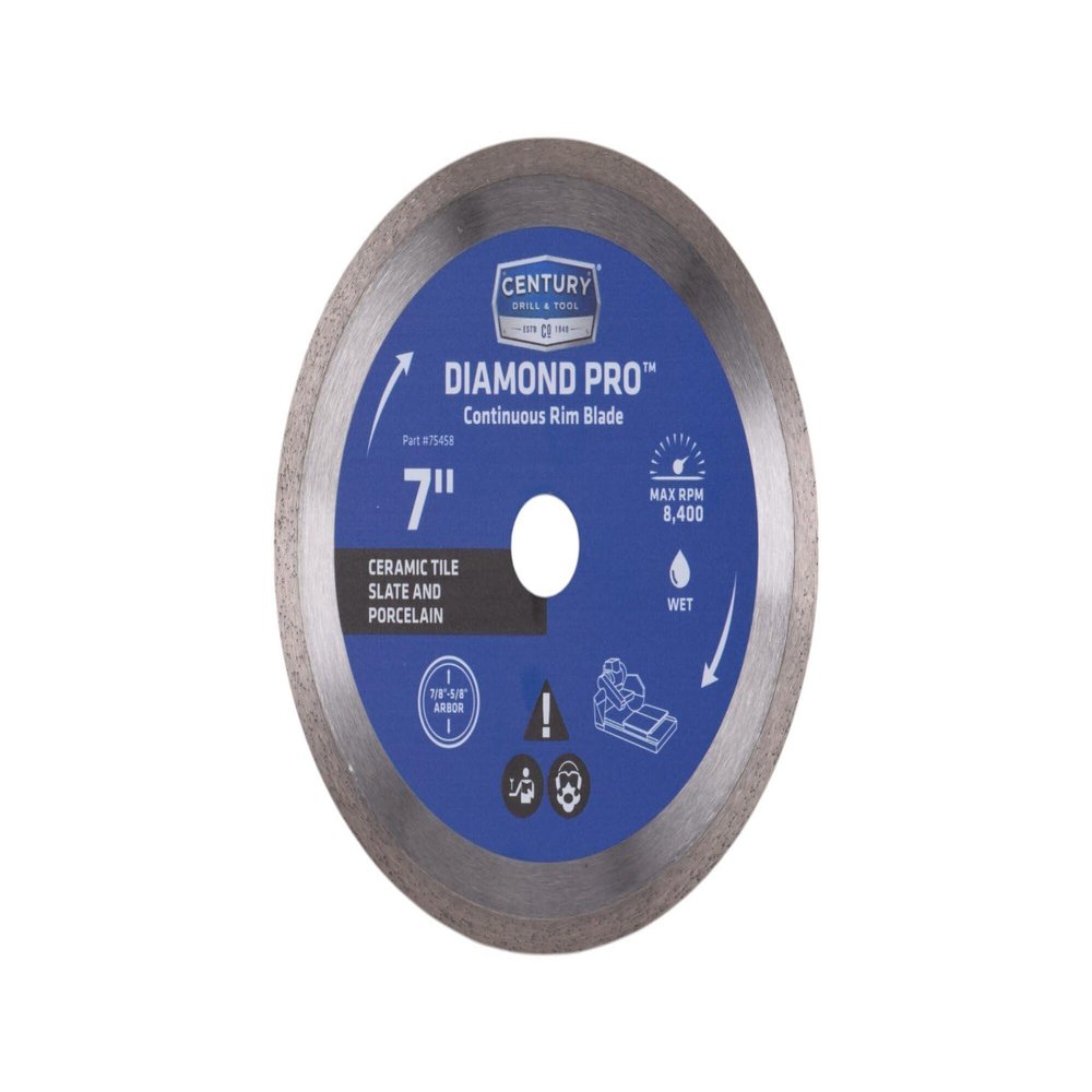 Century Drill & Tool 75458 Diamond Continuous Rim Blade, 7"