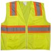 Mutual 16369 High Visibility Polyester ANSI Class 2 Surveyor Safety Vest with Pouch Pockets and 4" Orange/Silver/Orange Reflective Tape, 3X-Large, Lime view 1