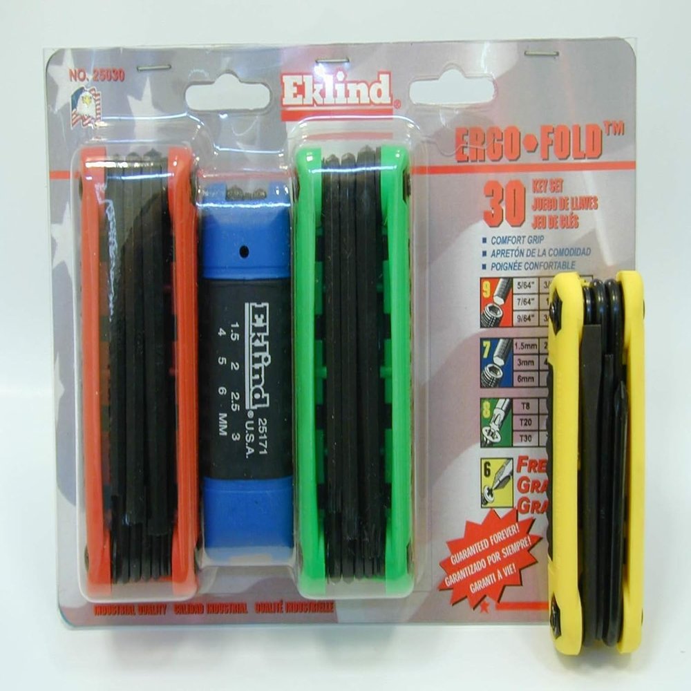 EKLIND 25030 Ergo-Fold Fold-up Hex Key allen wrench Combo-Inch/MM /TORX star/SD (4 sets 30pc)