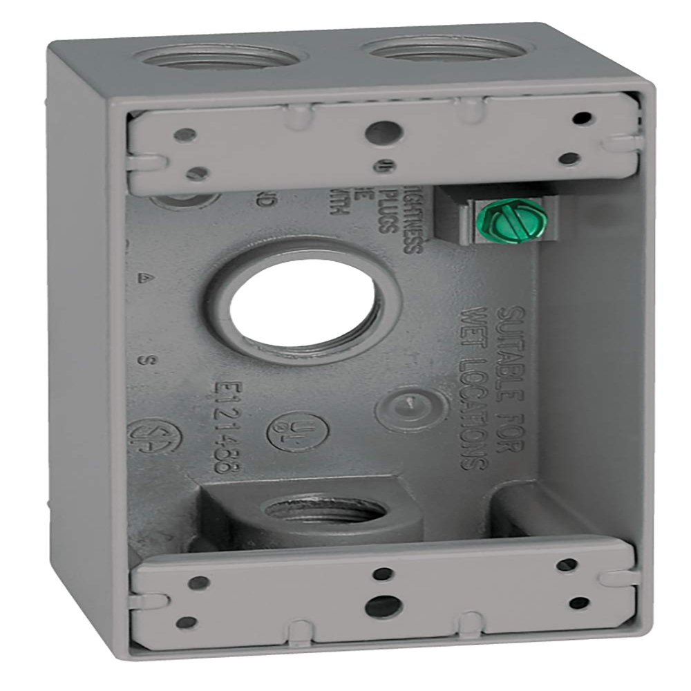 Sigma Engineered Solutions 14253 Weatherproof 3/4" 4 Hole 1-Gang Box, Gray