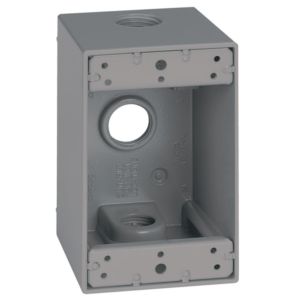 Sigma 14255 Weatherproof 1/2" 5 Hole 1-Gang Deep Box, Gray