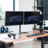VIVO STAND-V002F Dual LED LCD Monitor Free-Standing Desk Stand for 2 Screens up to 27 Inch Heavy-Duty Fully Adjustable Arms with Max VESA 100x100mm view 2
