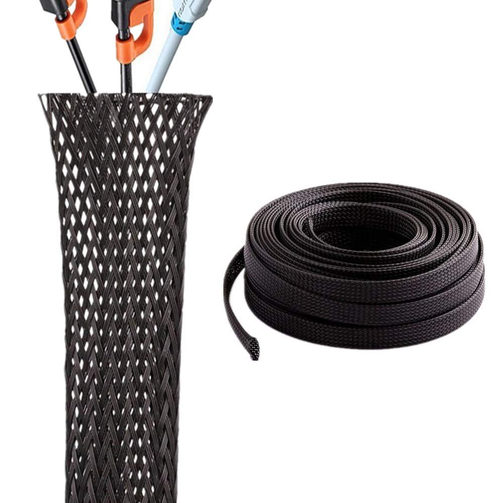 1/8 Inch Clean Cut Braided Cable Sleeve-Black-25 Feet