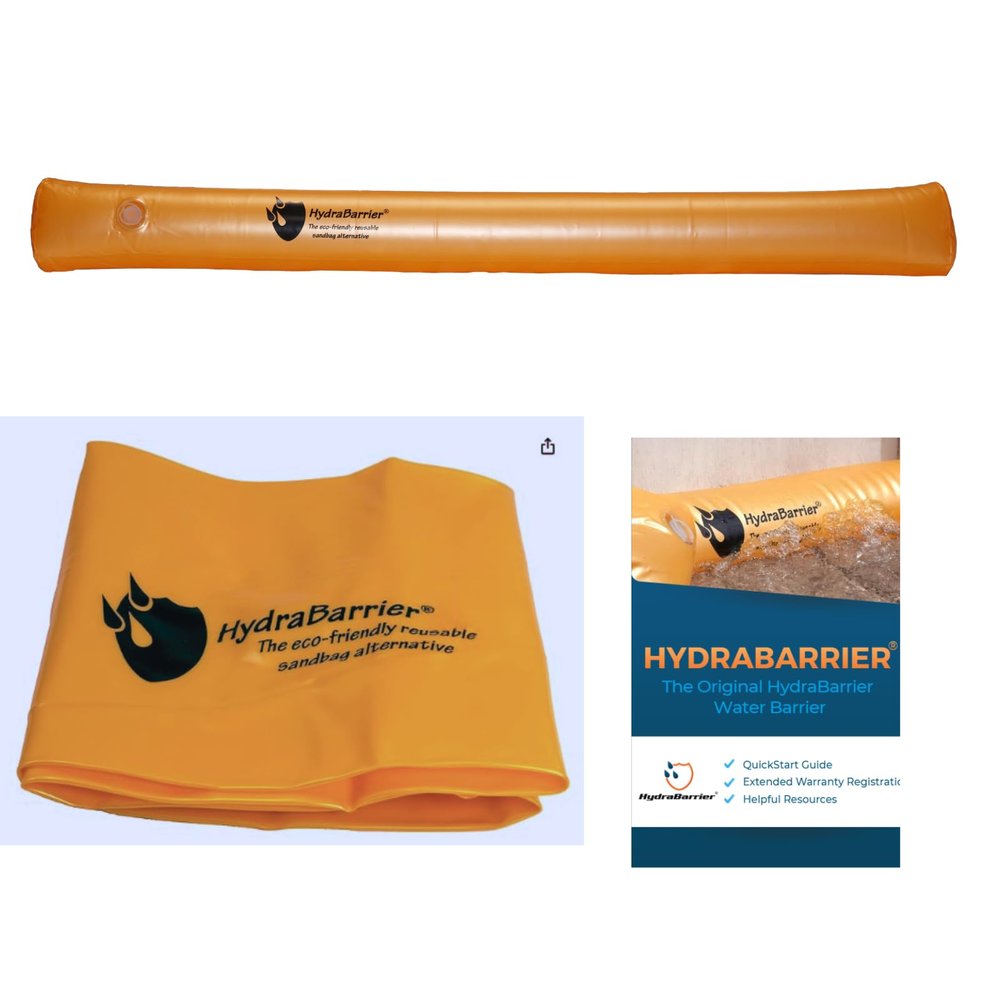 The Original HydraBarrier Standard Flood Barrier  6 ft Long x 4 in High  Light, Reusable Sandbag Alternative  Flood Control & Diversion Tube for Home, Garage, Door & Property Protection