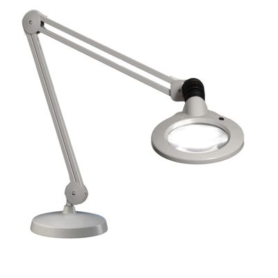 Luxo 18255LG KFM LED Illuminated Magnifier, 30" Arm, 5 Diopter, Weighted Base, Light Gray