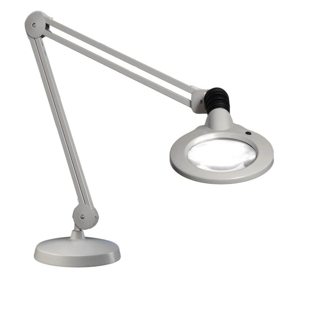 Luxo 18255LG KFM LED Illuminated Magnifier, 30" Arm, 5 Diopter, Weighted Base, Light Gray