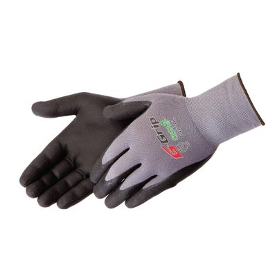 Liberty F4600 G-Grip Micro-Foam Nitrile Palm Coated Seamless Gloves with 15-Gauge Nylon Shell | Ideal for Automotive, Manufacturing, General Purpose | Gray/Black, X-Small (Pack of 12)