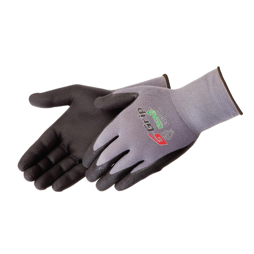 Liberty F4600 G-Grip Micro-Foam Nitrile Palm Coated Seamless Gloves with 15-Gauge Nylon Shell | Ideal for Automotive, Manufacturing, General Purpose | Gray/Black, X-Small (Pack of 12)