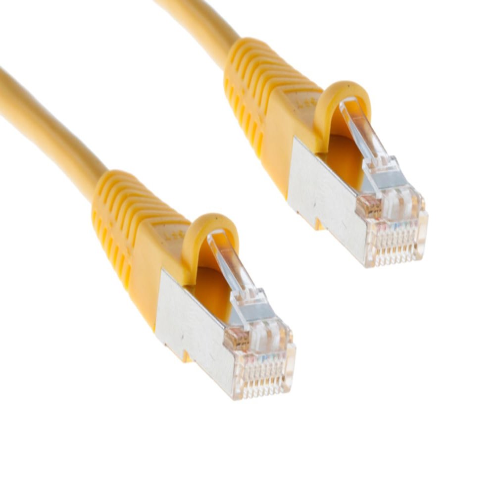 CablesAndKits - Shielded (STP) Cat5e Ethernet Cable, Booted, Jacket: PVC (CM), 7 ft, Yellow, Pure Copper, RJ45 Computer & Networking Patch Cord