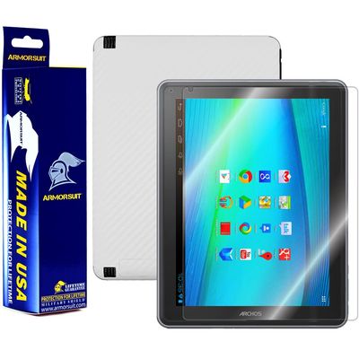 ArmorSuit MilitaryShield White Carbon Fiber Skin Wrap Film + HD Clear Screen Protector for Archos 97 Carbon 9.7" - Anti-Bubble Film