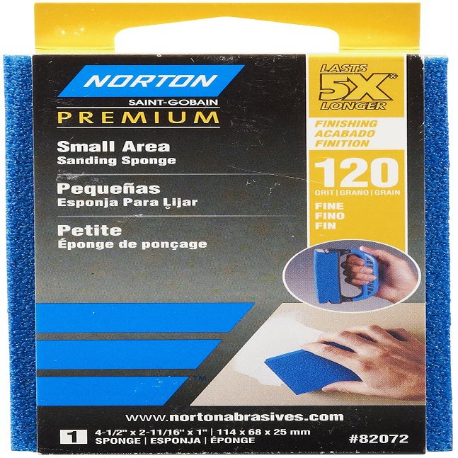 Norton 82072 5X 120 Grit Small Area Sanding Sponge
