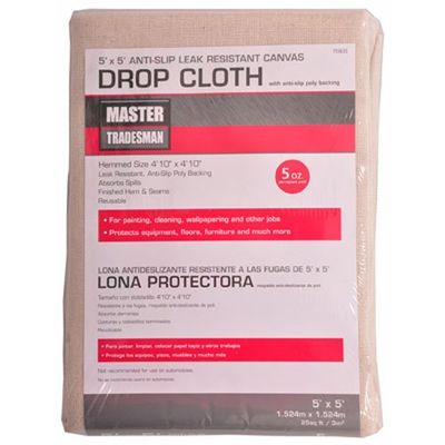 shijiazhuang changlun int 85355 Master Tradesman, 5' x 5', 5 OZ, Poly Backed Canvas Dropcloth