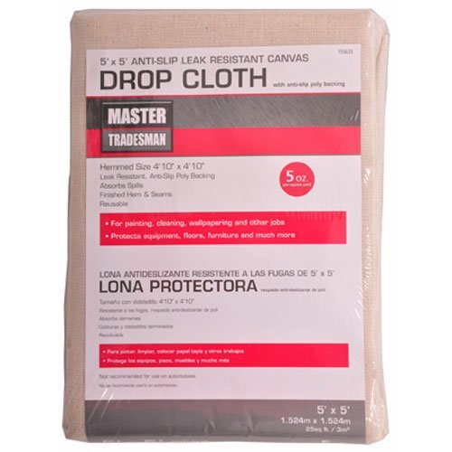 shijiazhuang changlun int 85355 Master Tradesman, 5' x 5', 5 OZ, Poly Backed Canvas Dropcloth