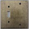 Aged Antique Brass 2 Gang Combination Switch Plate - 1 Toggle Light Switch Opening 1 Blank view 1