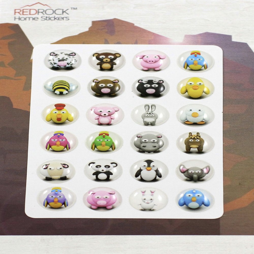 Colorful Animals 24 Pieces Home Button Stickers for iPhone 5 4/4s 3GS 3G, iPad 2, iPad Mini, iPod Touch