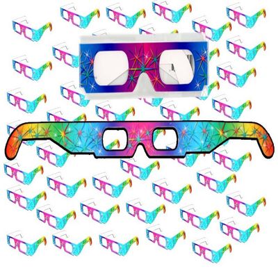 50 Pairs - Ships Flat - Prism Diffraction 3D Fireworks Glasses - For Laser Shows, Raves