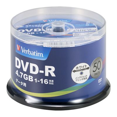 Verbatim DHR47JP50V4 1-16x DVD-R Single Record DVD-R 4.7GB 50 Sheets White Printerable 1-16x Single Layer