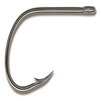 Mustad Ultra Point 2X Fine Wire Kirbed Point Big Gun Open Eye Siwash Hook (Pack of 6), Black Nickel, Size 2/0