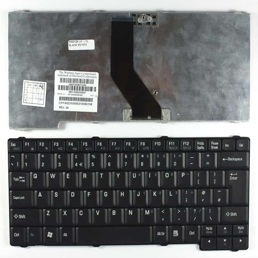 Power4Laptops UK Layout Black Replacement Laptop Keyboard Compatible with Toshiba Satellite L25-L1215