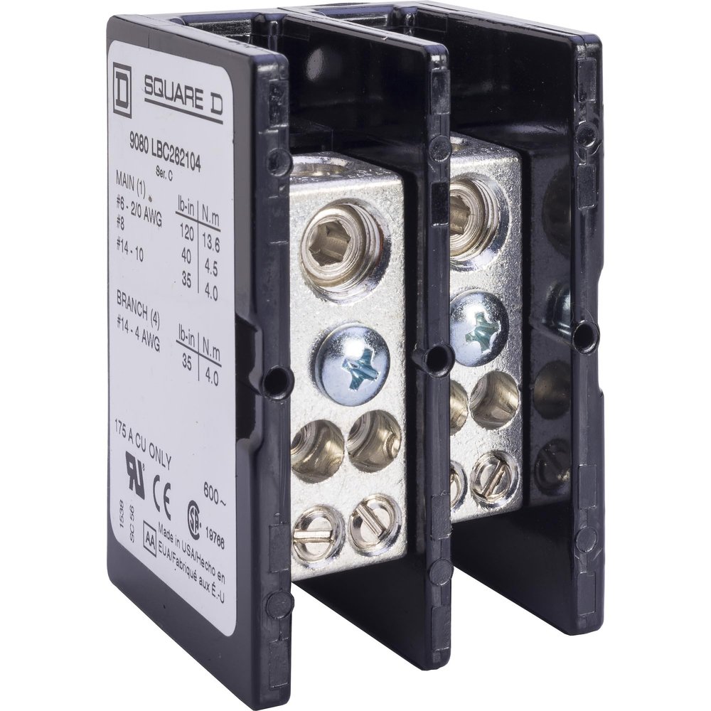 SQUARE D 9080LBC262104 Power Distribution Block 600V 175A Tlb
