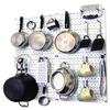Wall Control Kitchen Pegboard Organizer Pots and Pans Storage Rack Organization Kit with White Pegboard and Black Accessories view 1