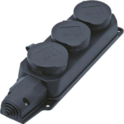 Bachmann 381.109 Power Strip 3 Sockets with Cover 230 V Black