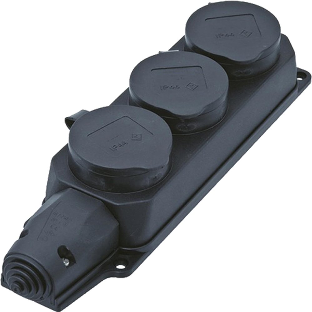 Bachmann 381.109 Power Strip 3 Sockets with Cover 230 V Black
