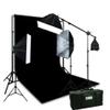 ePhotoInc 3200K Warm Lighting 10 x 12 Black Muslin Background Support Kit with 2400 Watt Video Photography Studio Light Set Case H9004SB2-1012B 3200K view 1