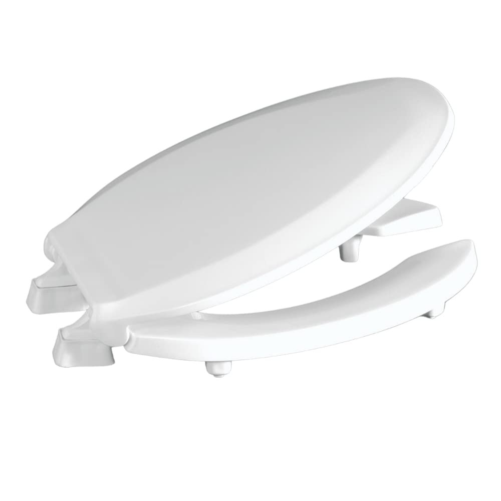 Centoco 2 inch Raised Toilet Seat for Seniors, Elongated, Open Front with Cover, Plastic, Made in the USA, HL820STS-001, White
