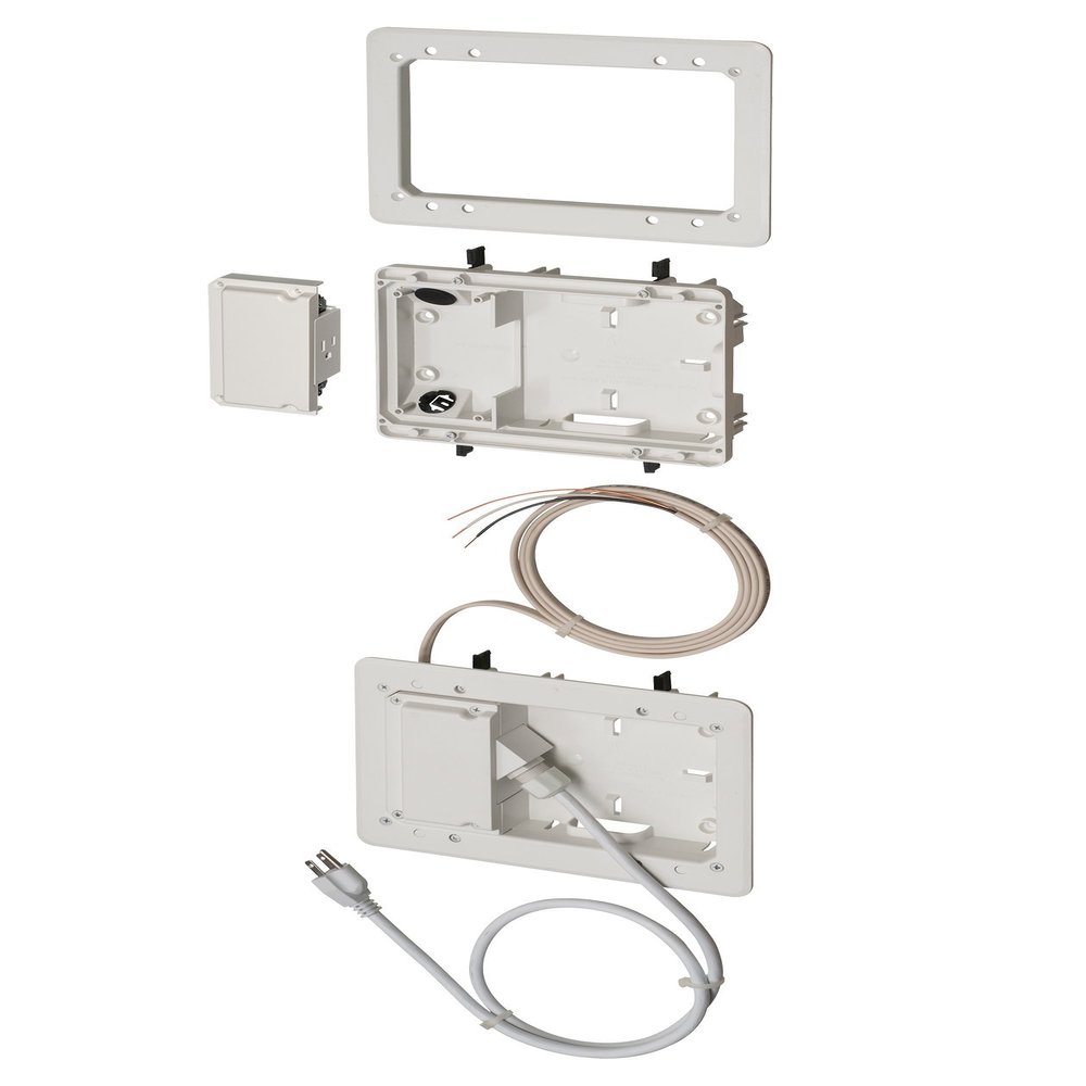 Arlington TVL2508K-1 Low Profile TV Bridge Kit for Shallow Walls, 8-inch x 5-inch Box, 1/2-inch or 5/8-Inch Drywall, White, 1-Pack