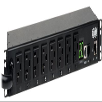 Tripp Lite Switched PDU, 20A, 8 Outlets (5-15/20R), 120V, L5-20P/5-20P Adapter, 12 ft. Cord, 1U Rack-Mount Power, TAA (PDUMH20NET2)