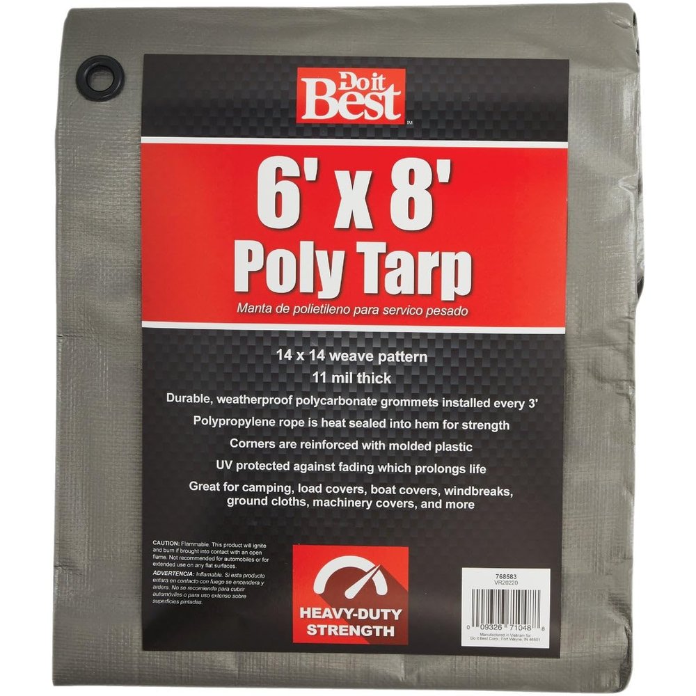 Dynatech International Inc. Do it Best Silver Woven 6 Ft. x 8 Ft. Heavy Duty Poly Tarp - 1 Each