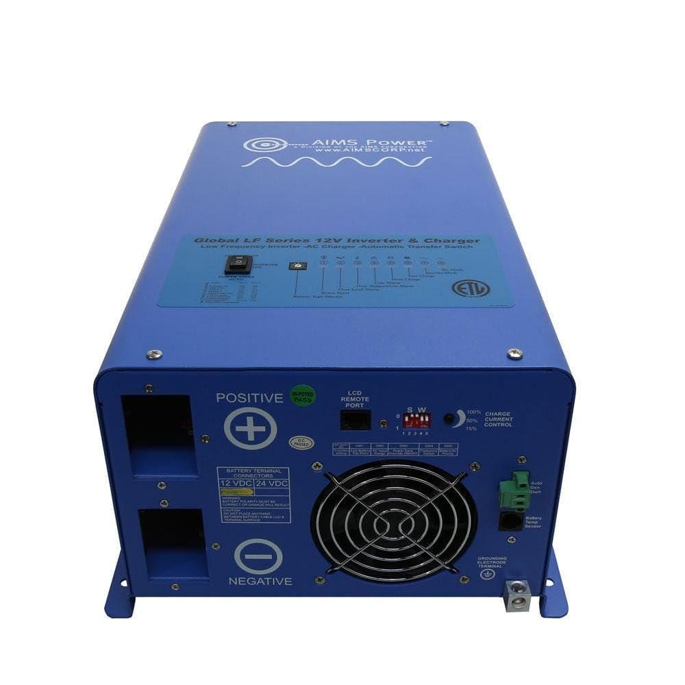 AIMS Power PICOGLF20W12V120V Pure Sine Low Frequency Inverter, 2000 Watts Continuous Output Power, 6000 Watts (20 Seconds) Surge Rating, Multi Stage Smart Charger 70 Amp