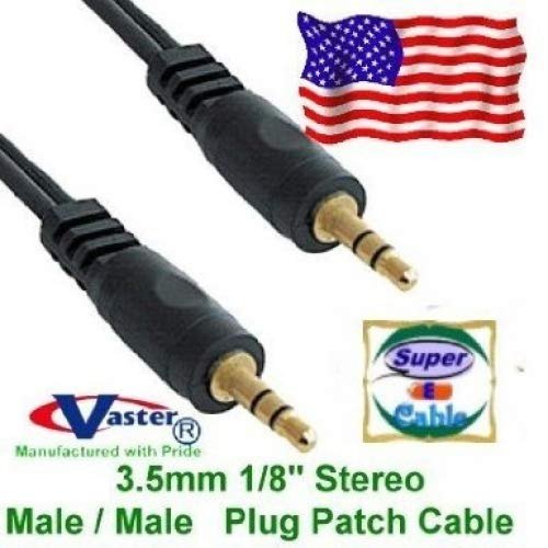 1 Ft 3.5mm (1/8") Stereo Male/Male Mini Plug Patch Cable, 3 Pcs/Pack