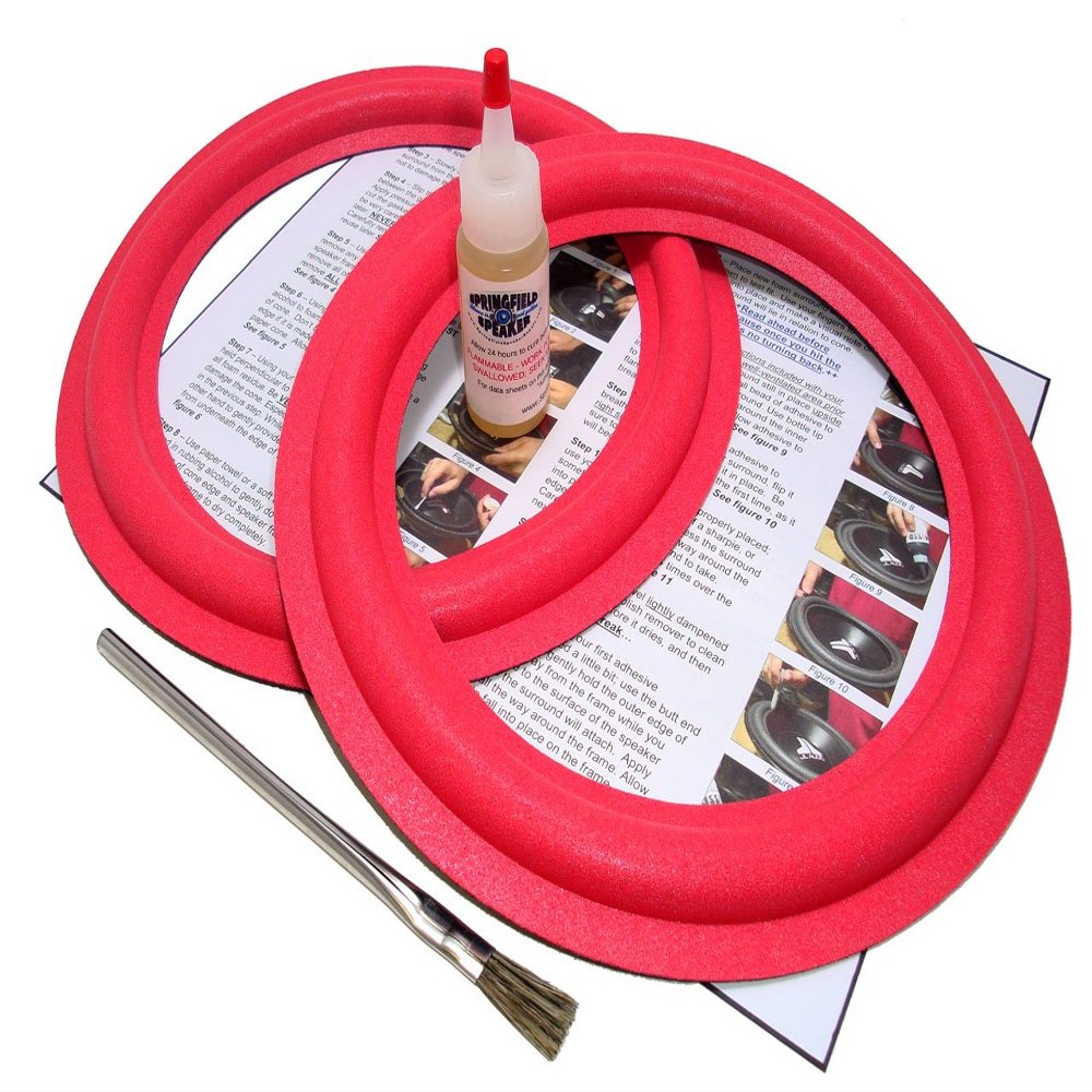 Springfield Speaker 10" Foam Surround Edge Repair Kit - 2 Speaker Kit - Compatible with Cerwin Vega 101W-2, 101W2, 101-W2, 102-WT, 102WT, 240-SE, 240SE, 250-SE, 250SE, AT-10, AT10, ATW-10, Many More