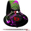 WraptorSkinz Skin Decal Wrap Compatible with Beats Mixr Headphones Halftone Splatter Hot Pink Green Skin Only (Headphones NOT Included) view 1