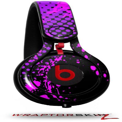 WraptorSkinz Skin Decal Wrap Compatible with Beats Mixr Headphones Halftone Splatter Hot Pink Purple Skin Only (Headphones NOT Included)