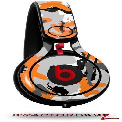 WraptorSkinz Skin Decal Wrap Compatible with Beats Mixr Headphones Sexy Girl Silhouette Camo Orange Skin Only (Headphones NOT Included)