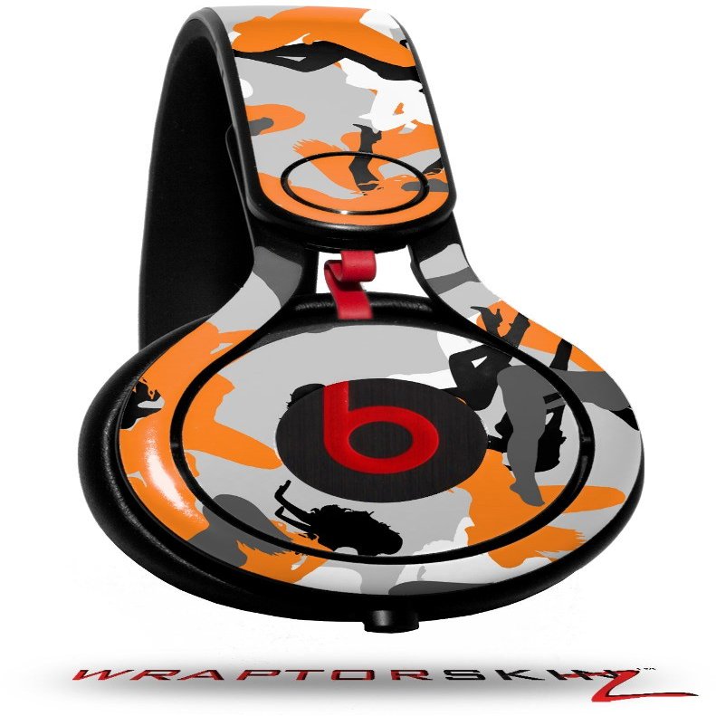 WraptorSkinz Skin Decal Wrap Compatible with Beats Mixr Headphones Sexy Girl Silhouette Camo Orange Skin Only (Headphones NOT Included)