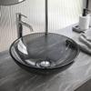 Vigo Vessel Sink Sheer Black - 17 Artistic Round Bowl Sink for Bathrooms, Tempered Glass Above Counter Bathroom Sink with NonStickShield, QuickDrain & TempGuard, Modern Luxury Design view 3