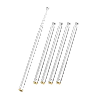 Uxcell 5 Sections Telescopic Antenna, 12 Inches 310mm Long for AM FM Radio TV, 5 Pcs Communications for Home Theater, Silver Tone