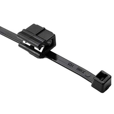 Hellermann Tyton 156-00554 Cable Tie and Edge Clip, 50lb, 8.0" Long, EC22, Panel Thickness .04"-.12", PA66HS, Black (Pack of 500)