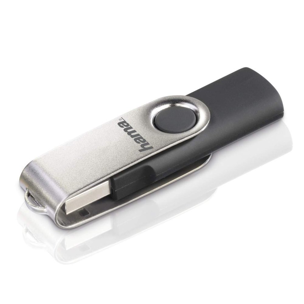 Hama 128 GB USB Flash Drive USB 2.0 Data Stick (15 MB/s Data Transfer, with Eyelet for Attaching to Key Ring, Memory Stick, Metal Memory Stick, Suitable for Windows/MacBook) Silver