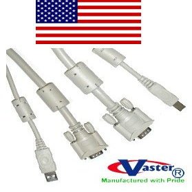 Vaster SuperEcable-19061 4 Pack 6 Ft USB KVM Cable Male to Male (2 in1)