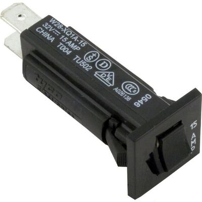 POTTER & BRUMFIELD W28-XQ1A-15 1 Pole, 15 AMP, 250 VAC / 32 VDC, Circuit Breaker, Panel Mount, Thermal, W28 Series